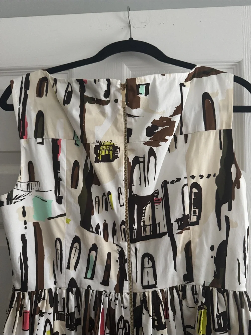 kate spade White Dress with Brown and Black Abstract Print